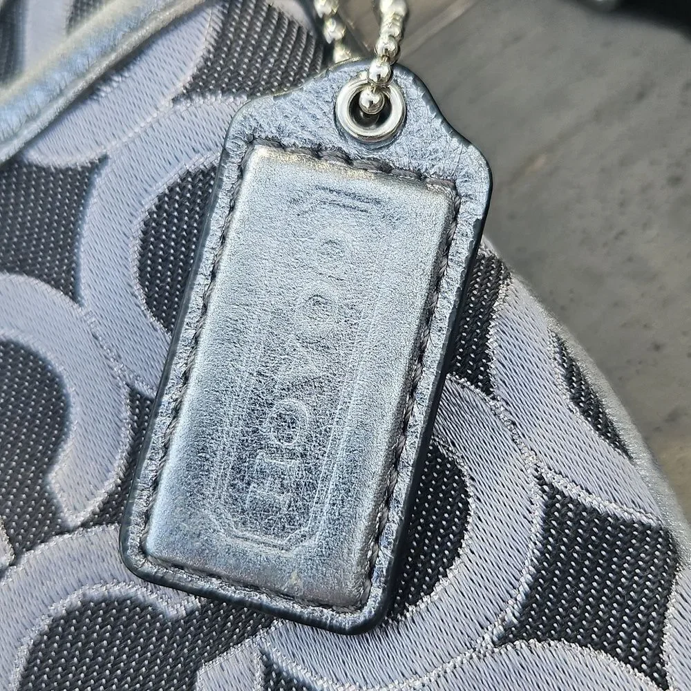 Coach Metallic Silver Signature Crossbody Bag